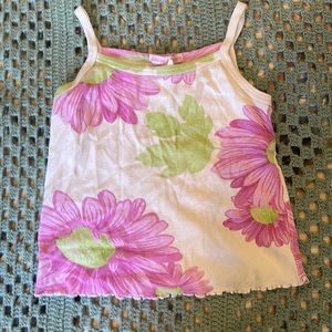 Saturday Morning White With Pink Flowers Camisole Top
